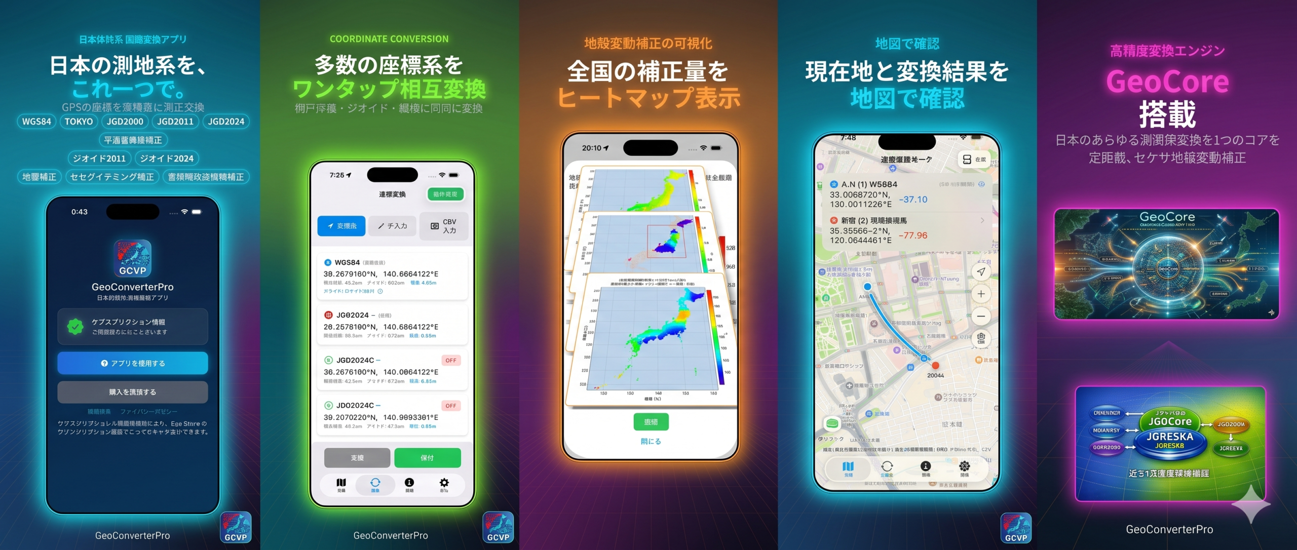 GeoConverterProの座標入力・変換画面