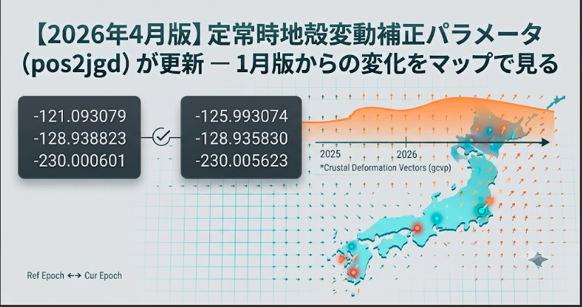 定常時地殻変動補正パラメータ pos2jgd 2026年4月版