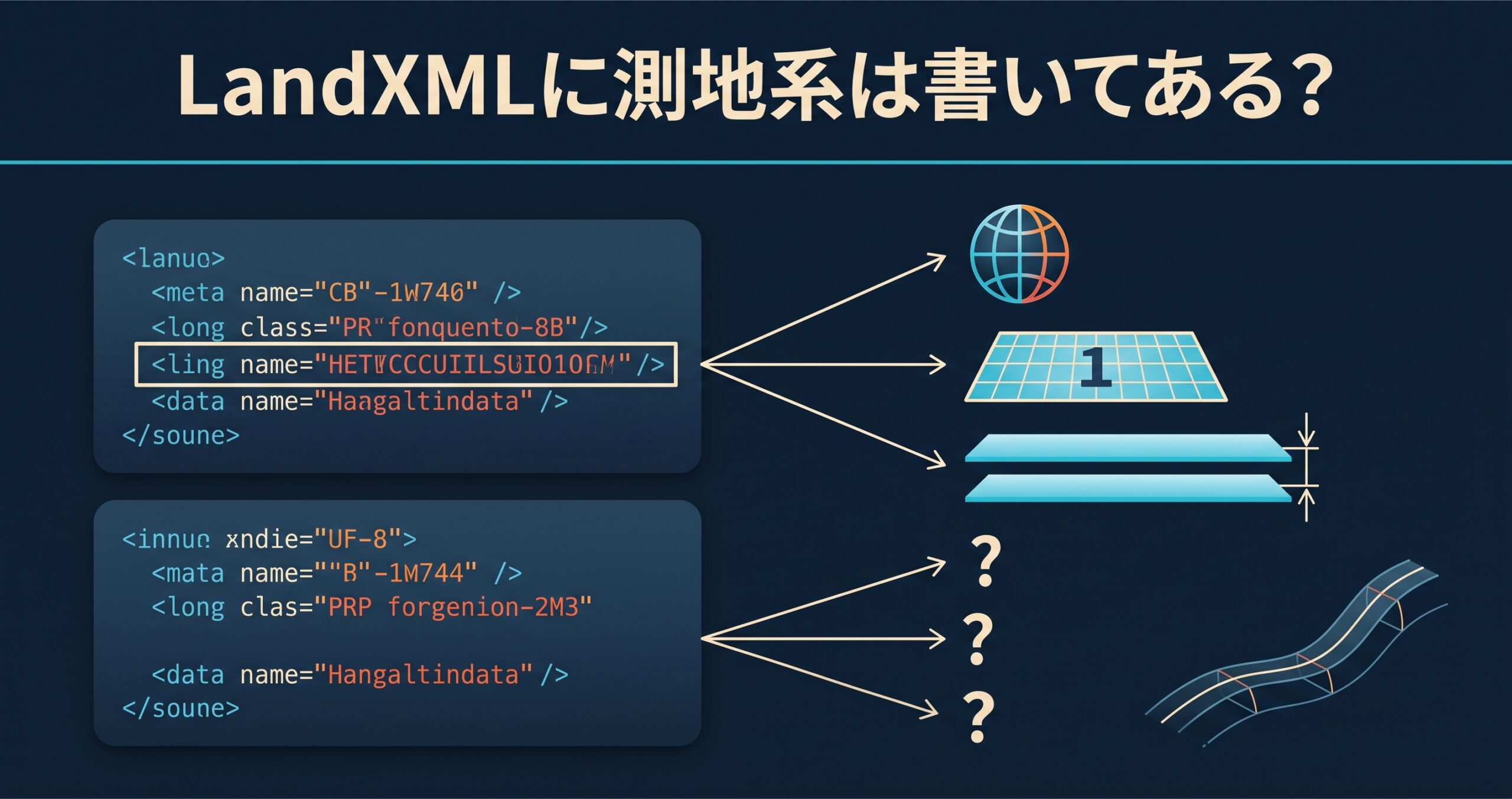LandXMLに測地系は書いてある? — J-LandXMLのCoordinateSystemの読み方と、高さがずれる理由