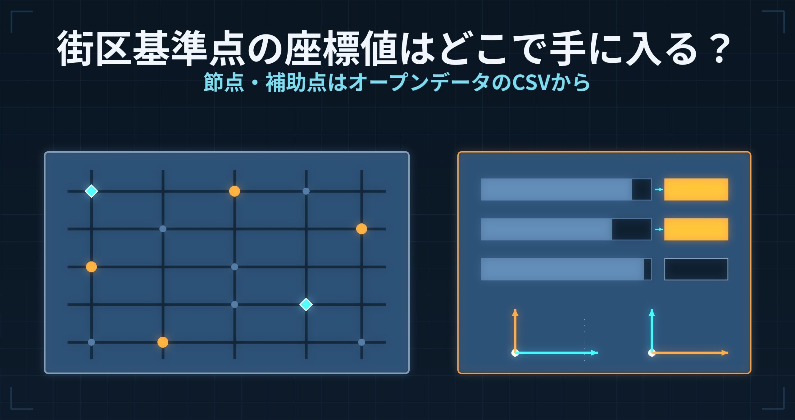 街区基準点の座標値はどこで手に入る？ — 節点・補助点はG空間情報センターのCSV、「補正後X座標」の意味