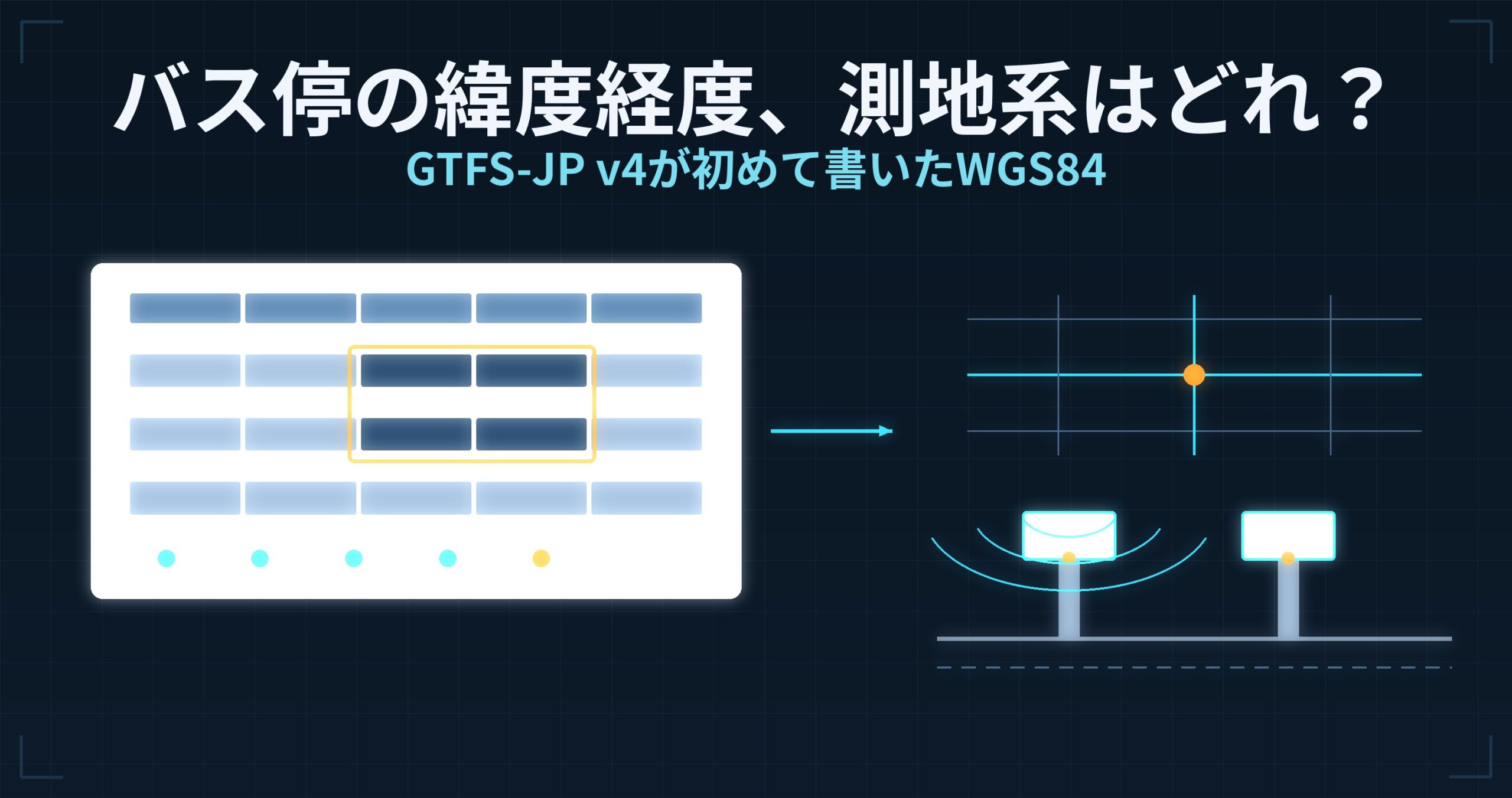 バス停の緯度経度、測地系はどれ? — GTFS-JP v4が初めて書いたWGS84と、「JGD2024でも差し支えない」という一文